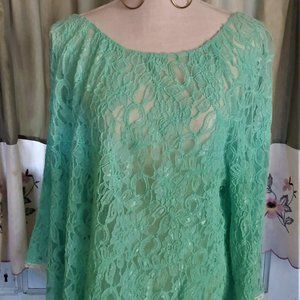 lace Turquoise fashion Blouse